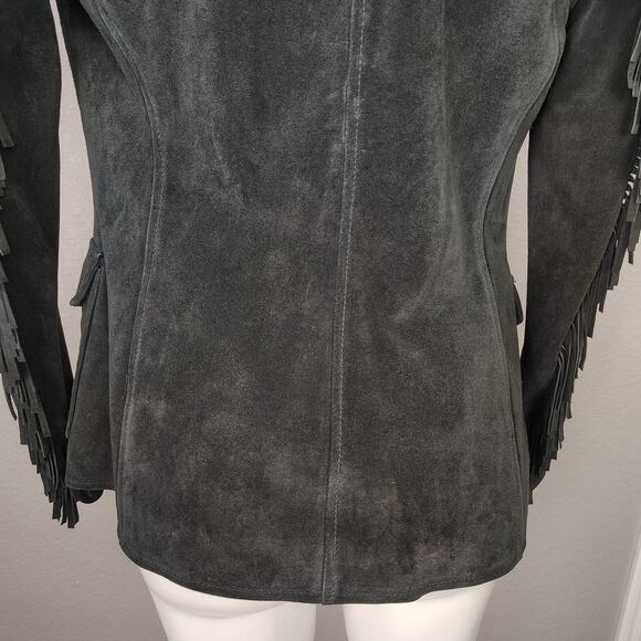 LRL Lauren Jeans Co Ralph Lauren Black Suede Fringe Western Jacket Size 4 - Picture 13 of 17